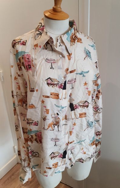 null NINA RICCI



Printed silk blouse with motifs of characters on bicycles, terraces,...