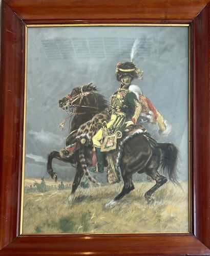 MALANING MODERN SCHOOL 

HUSSARD

Pastel on paper signed "Malaning" at the bottom...