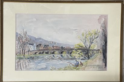 A. PAVLOSKY A. PAVLOSKY

"THE BRIDGE OF MEULAN MARCH 1982

Watercolor on paper signed...