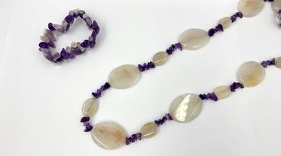 BIJOUX FANTAISIE Collier avec perles d'améthyste et bracelet