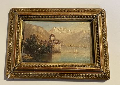 FRANCAISE DU XIXE FRENCH SCHOOL of the 19th century

VIEW OF LAKES

Oil on cardboard...