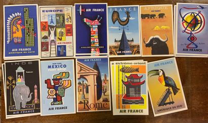 ALBUMS CARTES Lot Album de cartes, assignats... cartes postales Air France ; plaque...