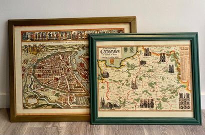 LOT CARTES Lot including: 

*- Map of the great cathedrals of the kingdom of France...