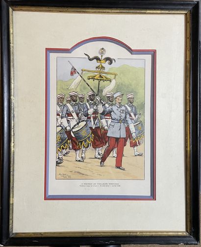 LOT DEUX ESTAMPES Lot including two prints: 

-AFTER LEROUX

"3rd regiment of Moroccan...