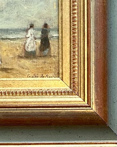 ECOLE MODERNE MODERN SCHOOL

Beach front, Trouville. 

Oil on panel, signed lower...