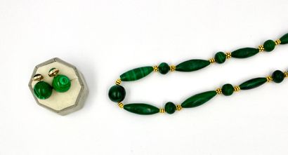 BIJOUX FANTAISIE Malachite necklace with a pair of earrings