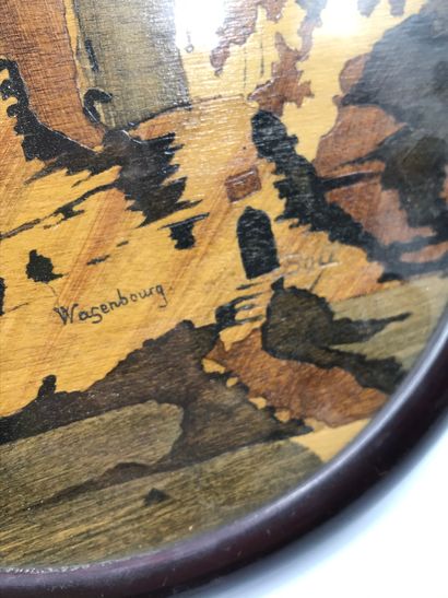 PEINTURE Painting on wood.

"View of Wagenburg" with a trace of signature 

"View...