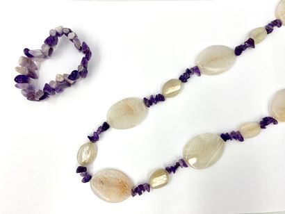 BIJOUX FANTAISIE Necklace with amethyst beads and bracelet