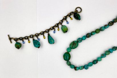 BIJOUX FANTAISIE Necklace and bracelet with turquoise beads