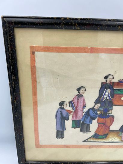 CHINE Assemblée de personnages, gouache sur papier de riz

Chine , Début du XXe siècle

18...