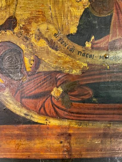 Rare icône de la Mise au tombeau de la Vierge Marie XVII - XVIIIe siècle Rare icône...