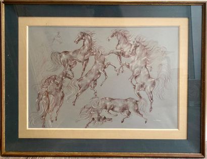 RENE BOLLINGER René BOLLINGER 

UNTITLED (HORSES)

Drawing on blue paper signed in...