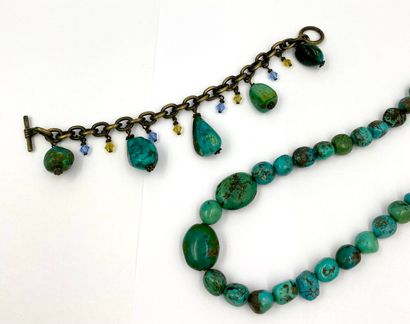 BIJOUX FANTAISIE Necklace and bracelet with turquoise beads