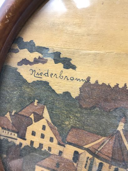 PEINTURE Painting on wood.

"View of Wagenburg" with a trace of signature 

"View...