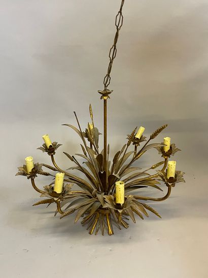 LUSTRE en métal Gilded metal chandelier with eight arms of lights in the Baguès style

(accidents...