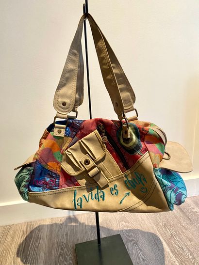 DESIGUAL DESIGUAL. La vida es chupa" fabric and leather handbag with shoulder handles

20...