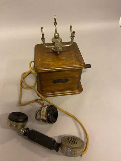 COMBINÉ TÉLÉPHONIQUE Old telephone handset with cartridge "Association des ouvriers...