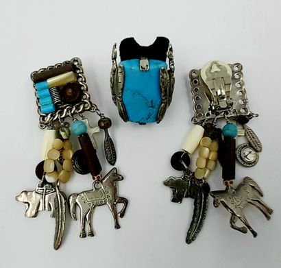 REMINISCENCE REMINISCENCE

Lot including a RING decorated with a rectangular turquoise,...