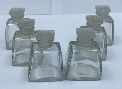 RENE LALIQUE et COTY RENE LALIQUE and COTY

Lot including 6 glass bottles of trapezoidal...