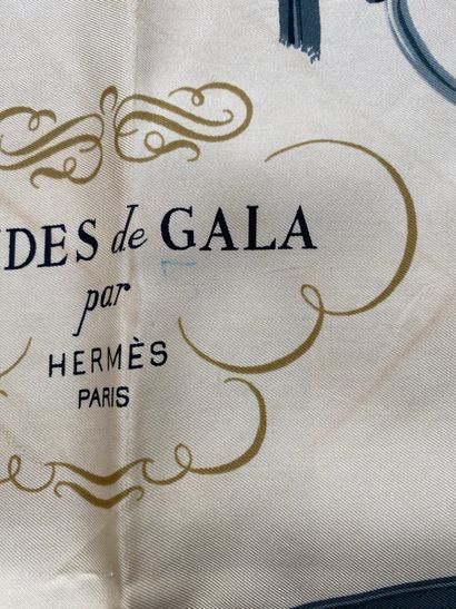 HERMES Paris 
HERMES Paris
"GALA BRIDLES"
Silk twill square with harness decoration...