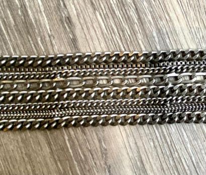 MAJE MAJE

BELT with eight rows of metal chains various types of links and black...