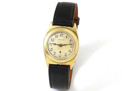 HARWOOD HARWOOD
Men's wristwatch in gold 750 thousandths, gold dial with painted...