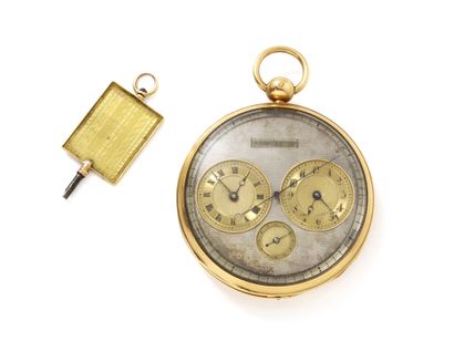 VAUCHER FRÈRES VAUCHER FRÈRES
Pocket watch in gold 750 thousandth, guilloched silver...