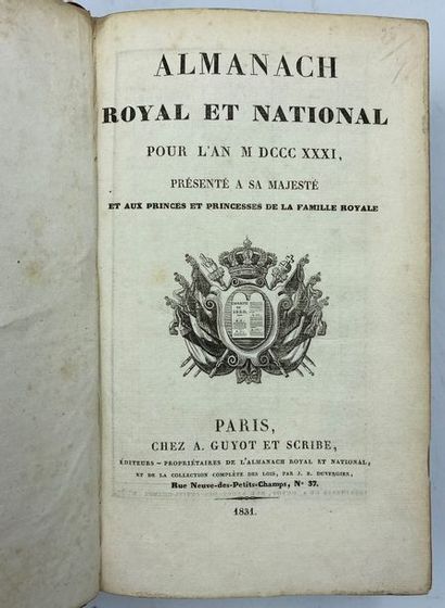 ALMANACH ROYAL ET NATIONAL 1831, reliure basane guirlande feuillage doré, Guyot et...