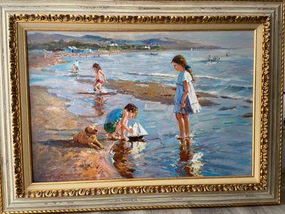 VLADIMIR PETROV (1945) VLADIMIR PETROV (1945)
Child playing on the beach
Oil on canvas,...