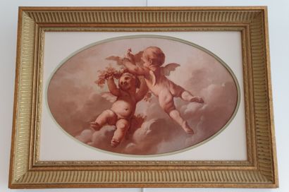 Dans le goût de François BOUCHER In the taste of François BOUCHER
Putti and dove
Oval...