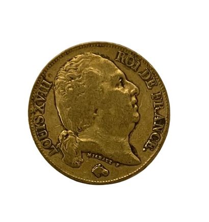PIECE en or à léfigie de Louis XVIII PIECE in gold with the logo of Louis XVIII
Gross...