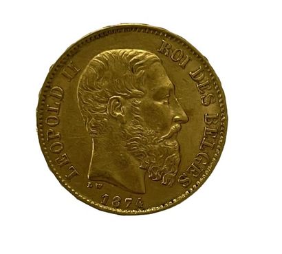 PIECE en or à léfigie de Léopold II PIECE en or à léfigie de Léopold II
Poids brut:...