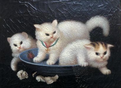 ECOLE FRANCAISE de la Fin du XIXe siècle FRENCH SCHOOL, Late 19th century
THREE CATS...
