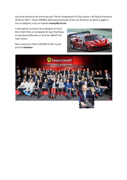TROPHEE FERRARI n°22807899 comprenant un engrenage Ferrari sous plexiglass portant...