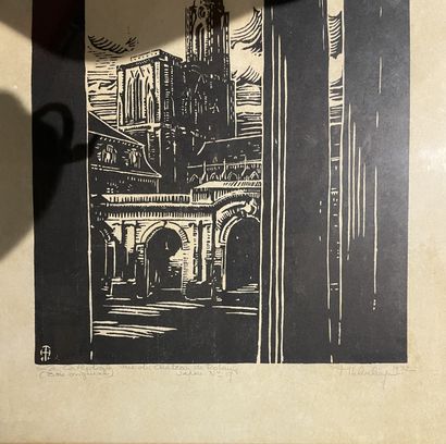 null Maurice ACHENER 
La cathédrale vue du château de Rohan, 1932
Gravure sur papier...
