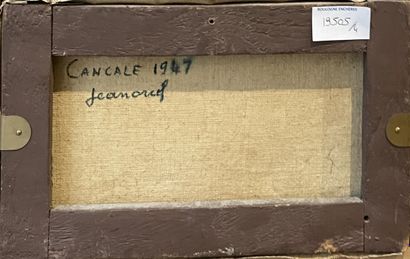 null J JULIEN 
"CANCALE", 1947
Huile sur toile signée en bas à droite, titrée et...