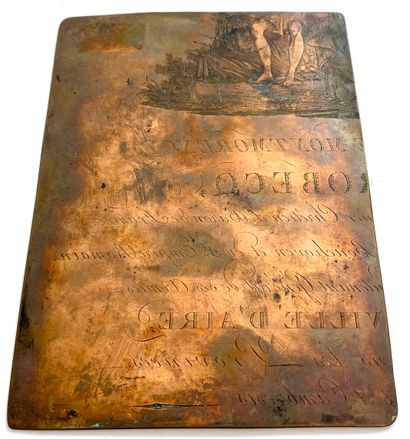 null PLAQUE À GRAVER en cuivre représentant Saint Antoine dans un cartouche
L. Melino...