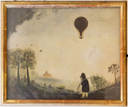 Attribué à Ferdinand DESNOS CHASSEUR ET MONTGOLFIERE
Huile sur toile
32 × 39 cm
(restauration...