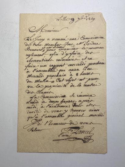 [LILLE] CH. BERIOZ, MAIRE DE LA COMMUNE DES MOULINS
Lettre autographe signée adressée...