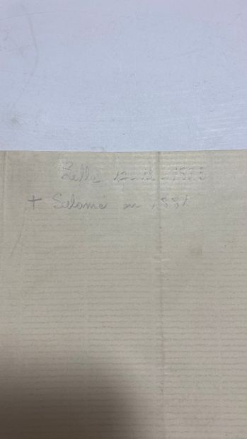 E. SALOME Lettre autographe signée, 2 septembre 1873, 1 page sur feuillet double...