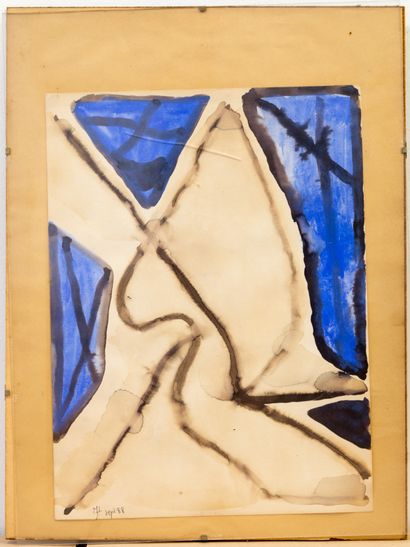 Marie Jo LOUERGLI COMPOSITION, 1988
Aquarelle sur papier monogrammé et daté en bas...
