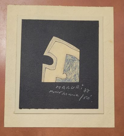 Julio MARURI COMPOSITION, 1985
Technique mixte et collage sur papier signé, dédicacé...