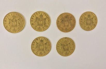 SIX PIECES de 20 Francs or (1864,1865 et 1866) SIX PIECES de 20 Francs or (1864,1865...