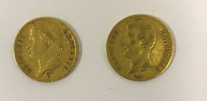 Deux pièces 20 Francs or Napoléon Ier