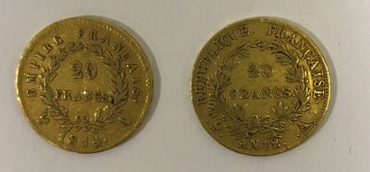 Deux pièces 20 Francs or Napoléon Ier Deux pièces 20 Francs or Napoléon Ier
Poids...