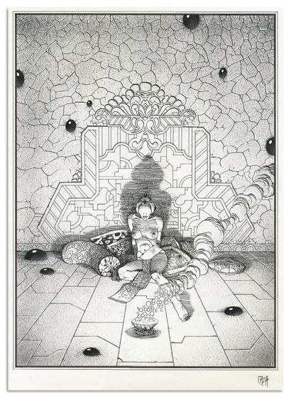 CAZA PHILIPPE CAZA
L'Âge d'Ombre, Delcourt 1998
Planche originale n° 3 du récit Nocturne,...