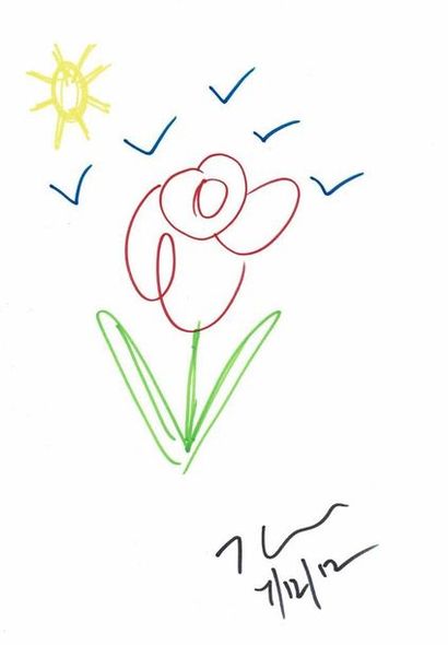 Jeff KOONS (Né en 1955) Jeff Koons

Sunny Flowers 

Dessin coloré aux feutres

Signé... Gazette Drouot