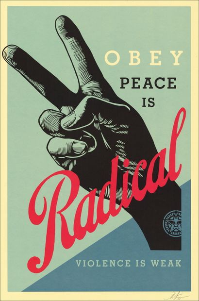 SHEPARD FAIREY (NÉ EN 1970) SHEPARD FAIREY
Radical Peace,2023
91 x 60 cm. Lithographie... Gazette Drouot