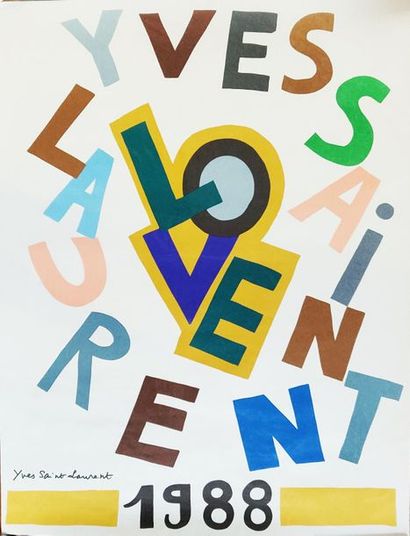 null D’après Yves SAINT LAURENT (1936-2008) 
Love, 1988 
Affiche "carte de voeux"...