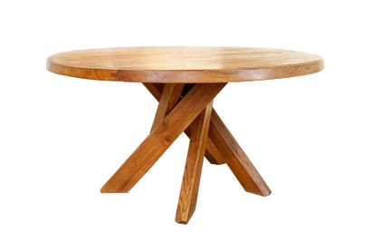 null Pierre CHAPO (1927-1987) 
Table T 21 dite "Sfax" 
Table circulaire en orme massif...